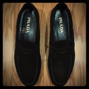 Prada Black suede loafers. Authentic!